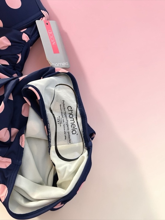 Chamela Polka Dot Plunge One Piece Cheeky Swimsuit NWT - Picture 6 of 9